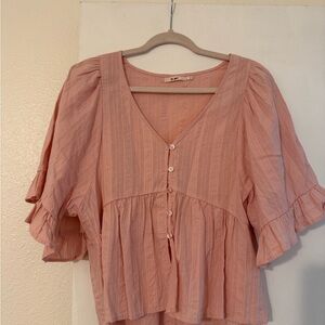 Women's Pink Ruffled Top